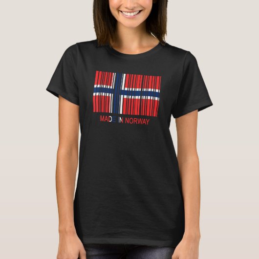 Made in Norway Flag Barcode T-Shirt (Vorderseite)