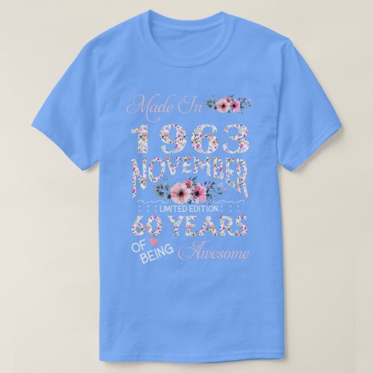 Made in November 1963 Blumenkohl 60 Jahre alt des  T-Shirt (Design vorne)