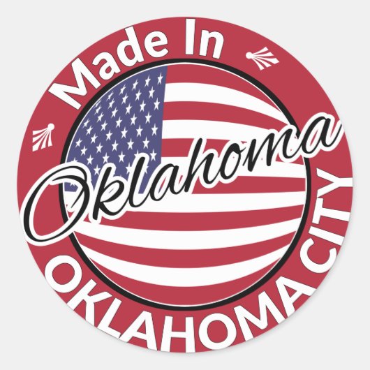 Made in Oklahoma City Oklahoma USA Flag Runder Aufkleber (Vorderseite)