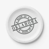 Made in Oklahoma Round Briefmarke Oklahoman Okie Pappteller (Vorderseite)