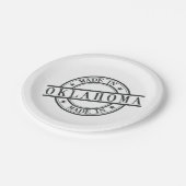 Made in Oklahoma Round Briefmarke Oklahoman Okie Pappteller (Schrägansicht)