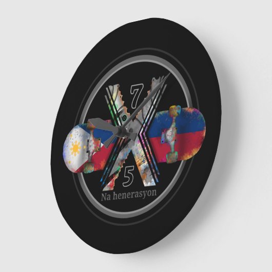 Made in Philippines 1975 Große Wanduhr (Winkel)