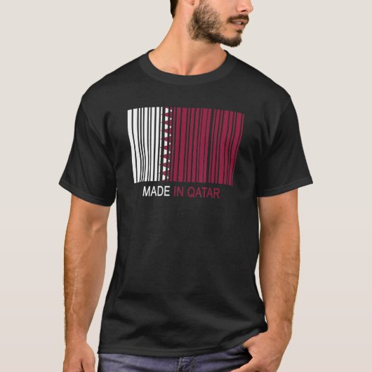 Made in Qatar Flag Strichcode T-Shirt (Vorderseite)