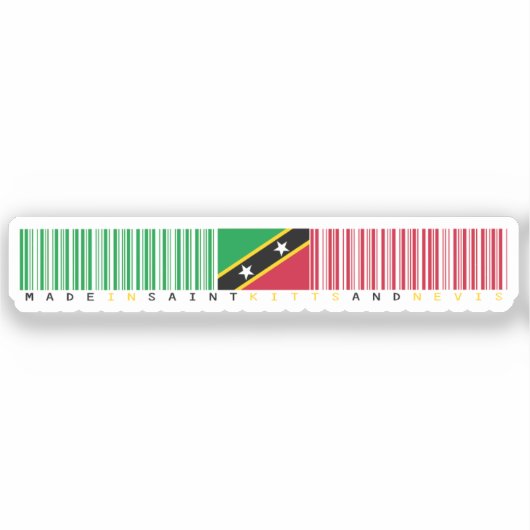 Made in Saint Kitts and Nevis Barcode Flag Aufkleber (Vorderseite)