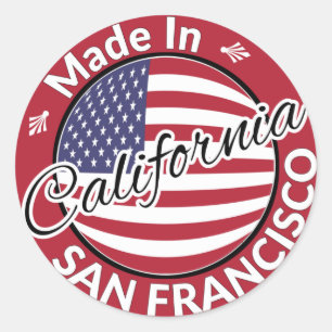 Made in San Francisco California USA Flag Runder Aufkleber