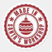 Made in Santa's Workshop Runder Aufkleber (Vorderseite)