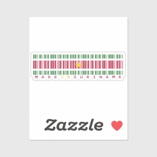 Made in Suriname Barcode Flag Sticker (Blatt)