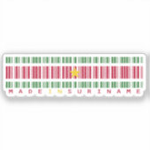 Made in Suriname Barcode Flag Sticker (Vorderseite)