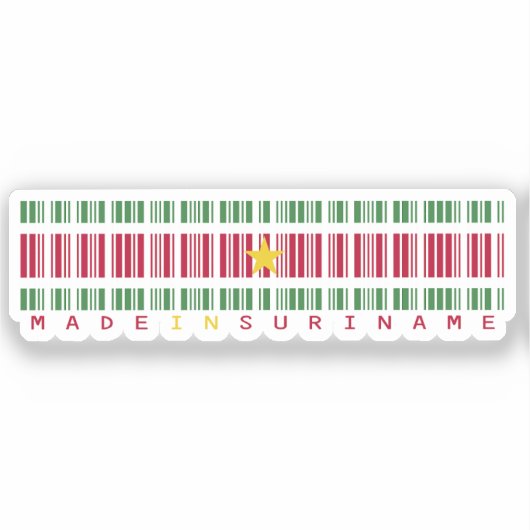 Made in Suriname Barcode Flag Sticker (Vorderseite)