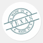 Made in Texas Green Round Rubber Briefmarke Texan Runder Aufkleber (Vorderseite)