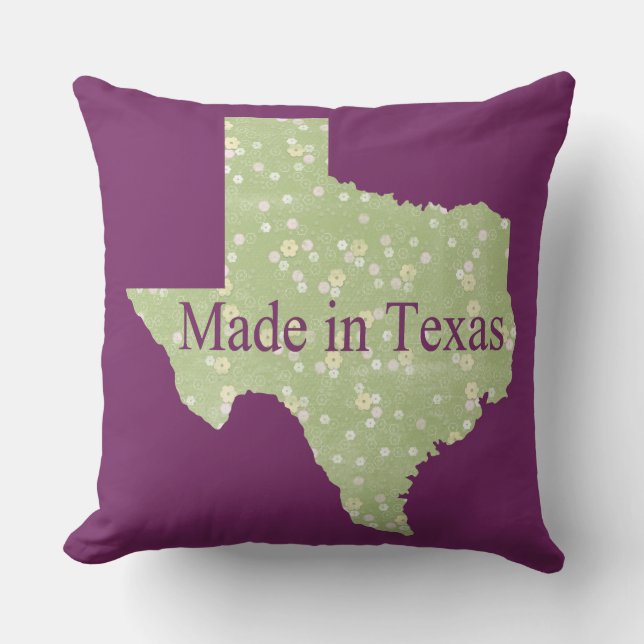 Made in Texas Lila Square Throw Kissen (Vorderseite)