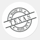 Made in Texas Schwarz Briefmarke Logo Symbol Texan Runder Aufkleber (Vorderseite)
