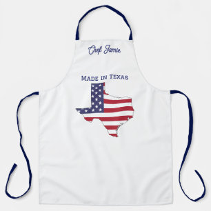 „Made in Texas“, Staatskarte mit USA-Flaggen-Overl Schürze