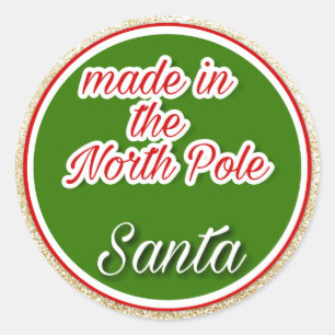 Made in the North Pole Weihnachten Runder Aufkleber