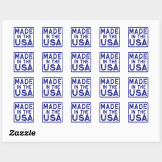 Made in the USA Blue Square Sticker