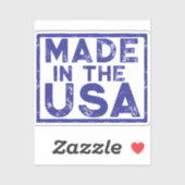 Made in the USA Blue Square Sticker (Blatt)