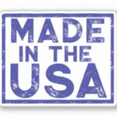 Made in the USA Blue Square Sticker (Vorderseite)