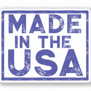 Made in the USA Blue Square Sticker