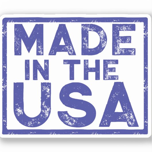 Made in the USA Blue Square Sticker (Vorderseite)