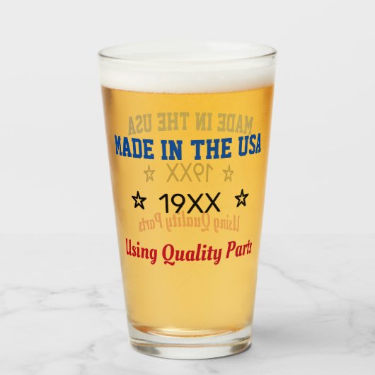 Made in the USA Custom Birth Year Glass Cup Glas (Rückseite (gefüllt))