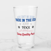 Made in the USA Custom Birth Year Glass Cup Glas (Vorderseite)