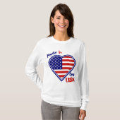 Made in the USA Heart Flag Ladys Long Sleeve T-Shirt (Vorne ganz)
