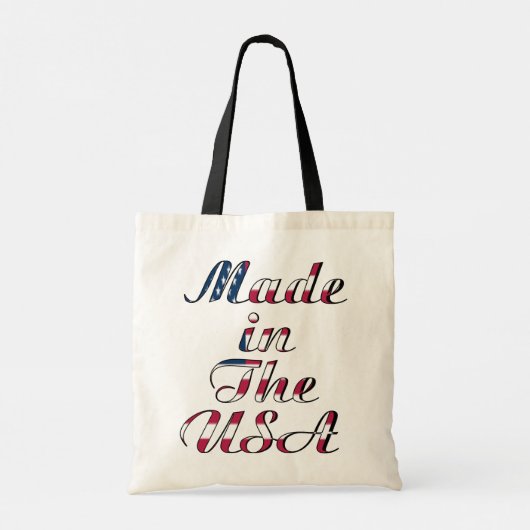 Made in the USA Natural & Black Budget Tote Bag Tragetasche (Rückseite)
