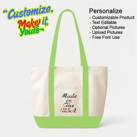 Made in the USA Natural & Limon Tote Bag Tragetasche