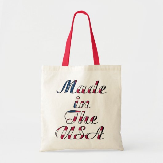 Made in the USA Natural & Red Budget Tote Bag Tragetasche (Vorne)