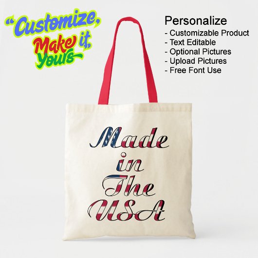 Made in the USA Natural & Red Budget Tote Bag Tragetasche