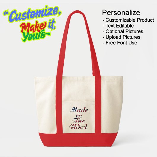 Made in the USA Natural & Red Tote Bag Tragetasche