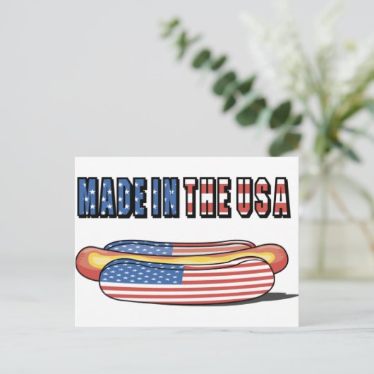 Made in the USA Patriotic Hot Dog Postkarte (Stehend Vorderseite)
