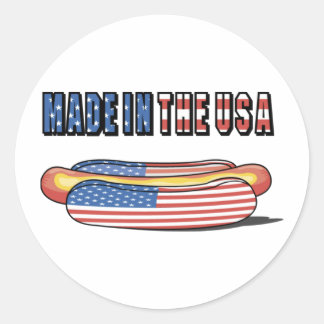Made in the USA Patriotic Hot Dog Runder Aufkleber