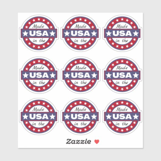 Made in the USA Stars Red White Blue Editable Aufkleber (Blatt)