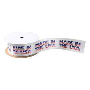 „Made in the USA“-Text mit USA-Flaggen-Typografie Satinband