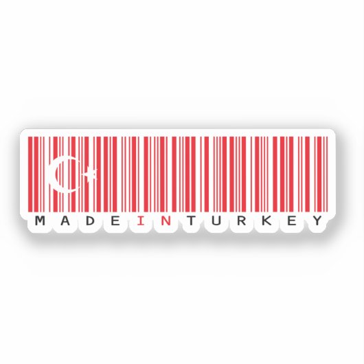 Made in Turkey Barcode Flag Aufkleber (Vorderseite)