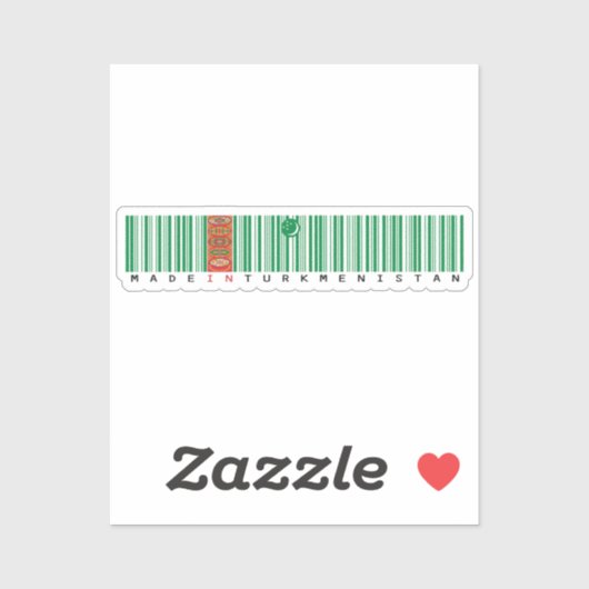 Made in Turkmenistan Barcode Flag Design Aufkleber (Blatt)