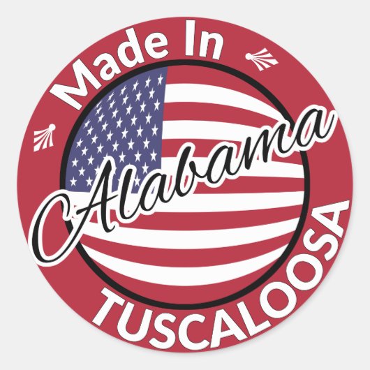 Made in Tuscaloosa Alabama US Flagge Flag Runder Aufkleber (Vorderseite)