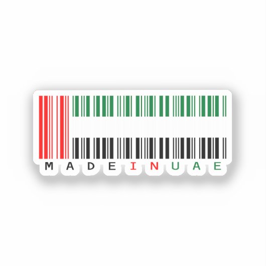 Made in UAE Barcode Flag Design Aufkleber (Vorderseite)