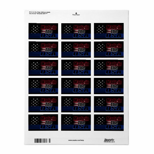 MADE IN US-amerikanischer Flagge Adressaufkleber (Vorne)
