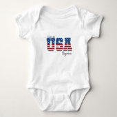 Made in USA American Flag Patriotic 4. Juli Baby Strampler (Vorderseite)