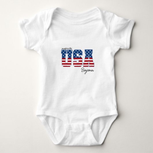 Made in USA American Flag Patriotic 4. Juli Baby Strampler (Vorderseite)