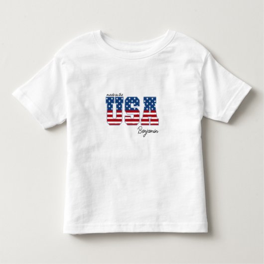 Made in USA American Flag Patriotic 4. Juli Kleinkind T-shirt (Vorderseite)