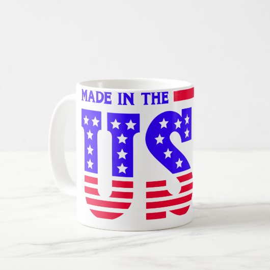 Made in USA American TEXT Kaffeetasse (Vorderseite Links)