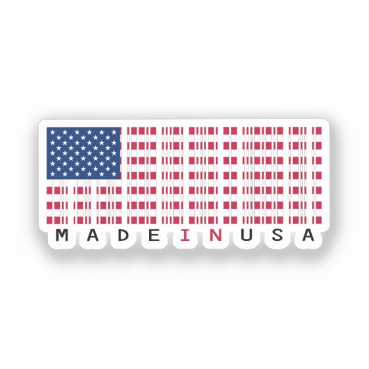 Made in USA Barcode Flag National Pride Aufkleber (Vorderseite)