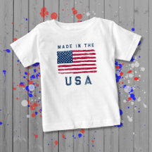 "Made in USA"  (Blaue Schrift) Vintage-US-Flagge