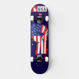 Made in USA Flag Fist Patriotic Complete  Skateboard