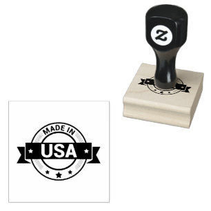Made In USA Logo Export Import Waren Jet Black Tin Gummistempel