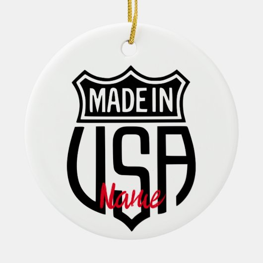 Made in USA Sign Thunder_Cove Keramik Ornament (Vorne)