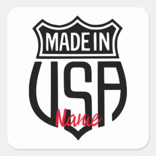 Made in USA Sign Thunder_Cove Quadratischer Aufkleber